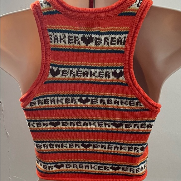 BDG Urban Outfitters Heart Breaker Orange brown knit cropped vest top, size XS - Picture 6 of 13